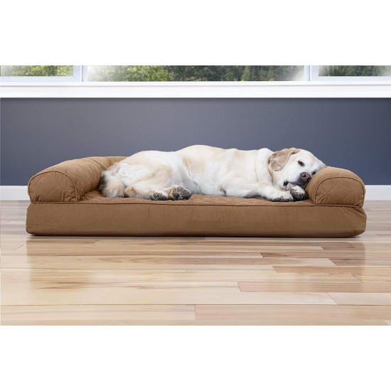 Furhaven Pet Faux Fleece & Chenille Soft Woven Cooling Gel Top Sofa Pet Bed, Jumbo, Cream Furhaven Pet Faux Fleece & Chenille Soft Woven Cooling Gel Top Sofa Pet Bed, Jumbo, Cream