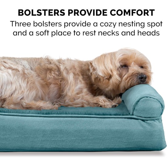 Furhaven Pet Faux Fleece & Chenille Soft Woven Cooling Gel Top Sofa Pet Bed, Jumbo, Cream Furhaven Pet Faux Fleece & Chenille Soft Woven Cooling Gel Top Sofa Pet Bed, Jumbo, Cream