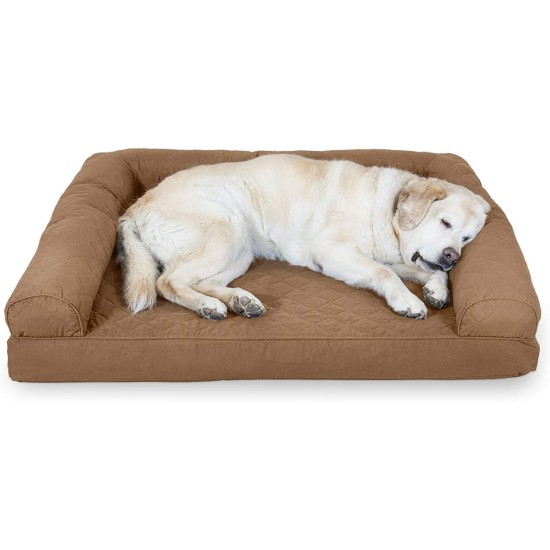 Furhaven Pet Faux Fleece & Chenille Soft Woven Cooling Gel Top Sofa Pet Bed, Jumbo, Cream Furhaven Pet Faux Fleece & Chenille Soft Woven Cooling Gel Top Sofa Pet Bed, Jumbo, Cream
