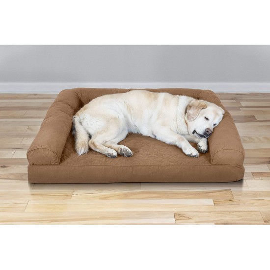 Furhaven Pet Faux Fleece & Chenille Soft Woven Cooling Gel Top Sofa Pet Bed, Jumbo, Cream Furhaven Pet Faux Fleece & Chenille Soft Woven Cooling Gel Top Sofa Pet Bed, Jumbo, Cream
