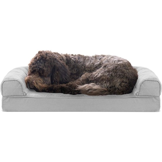 Furhaven Pet Faux Fleece & Chenille Soft Woven Cooling Gel Top Sofa Pet Bed, Jumbo, Cream Furhaven Pet Faux Fleece & Chenille Soft Woven Cooling Gel Top Sofa Pet Bed, Jumbo, Cream