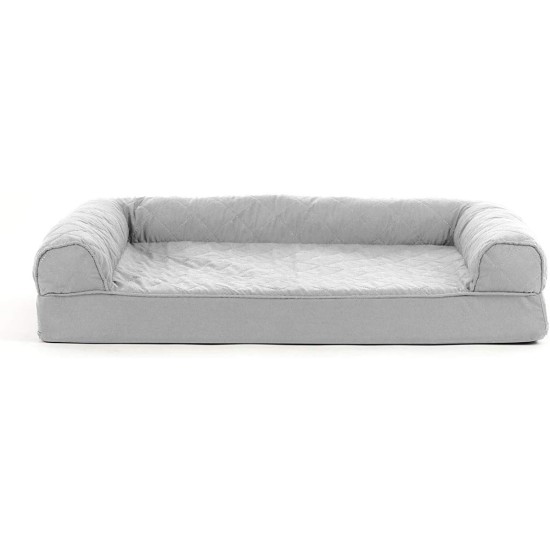 Furhaven Pet Faux Fleece & Chenille Soft Woven Cooling Gel Top Sofa Pet Bed, Jumbo, Cream Furhaven Pet Faux Fleece & Chenille Soft Woven Cooling Gel Top Sofa Pet Bed, Jumbo, Cream