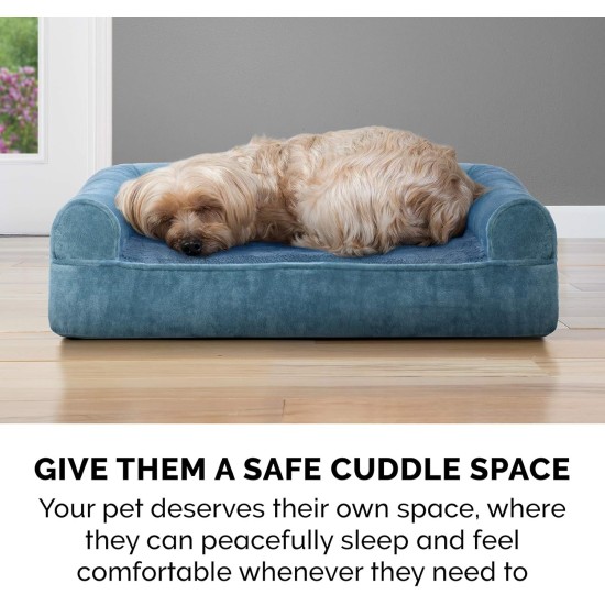 Furhaven Pet Faux Fleece & Chenille Soft Woven Cooling Gel Top Sofa Pet Bed, Jumbo, Cream Furhaven Pet Faux Fleece & Chenille Soft Woven Cooling Gel Top Sofa Pet Bed, Jumbo, Cream