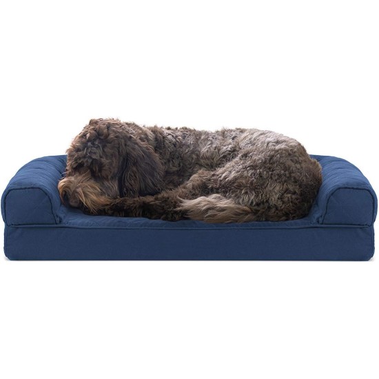 Furhaven Pet Faux Fleece & Chenille Soft Woven Cooling Gel Top Sofa Pet Bed, Jumbo, Cream Furhaven Pet Faux Fleece & Chenille Soft Woven Cooling Gel Top Sofa Pet Bed, Jumbo, Cream