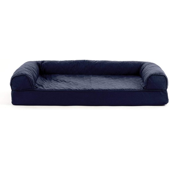 Furhaven Pet Faux Fleece & Chenille Soft Woven Cooling Gel Top Sofa Pet Bed, Jumbo, Cream Furhaven Pet Faux Fleece & Chenille Soft Woven Cooling Gel Top Sofa Pet Bed, Jumbo, Cream