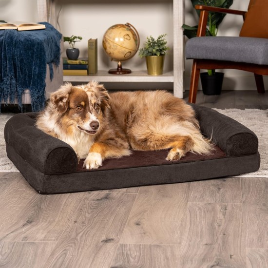 Furhaven Pet Faux Fleece & Chenille Soft Woven Cooling Gel Top Sofa Pet Bed, Jumbo, Cream Furhaven Pet Faux Fleece & Chenille Soft Woven Cooling Gel Top Sofa Pet Bed, Jumbo, Cream