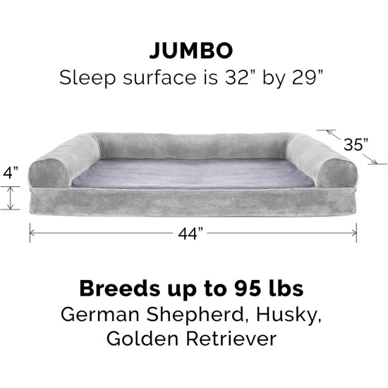 Furhaven Pet Faux Fleece & Chenille Soft Woven Cooling Gel Top Sofa Pet Bed, Jumbo, Cream Furhaven Pet Faux Fleece & Chenille Soft Woven Cooling Gel Top Sofa Pet Bed, Jumbo, Cream