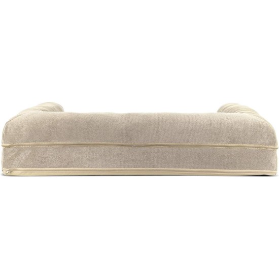 Furhaven Pet Faux Fleece & Chenille Soft Woven Cooling Gel Top Sofa Pet Bed, Jumbo, Cream Furhaven Pet Faux Fleece & Chenille Soft Woven Cooling Gel Top Sofa Pet Bed, Jumbo, Cream