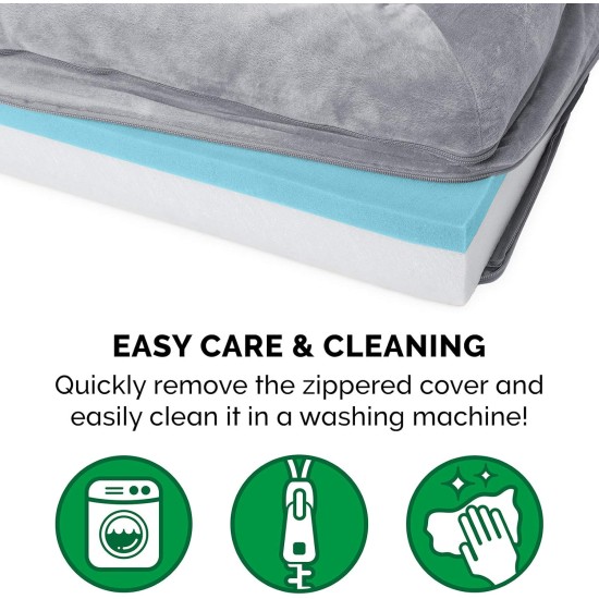 Furhaven Pet Faux Fleece & Chenille Soft Woven Cooling Gel Top Sofa Pet Bed, Jumbo, Cream Furhaven Pet Faux Fleece & Chenille Soft Woven Cooling Gel Top Sofa Pet Bed, Jumbo, Cream