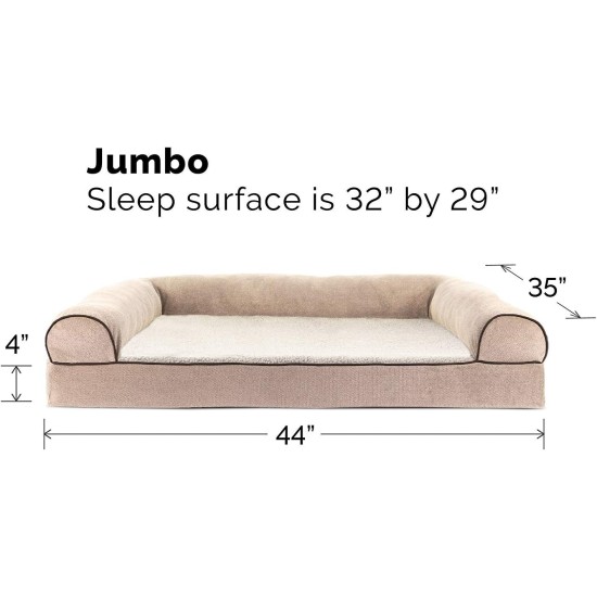 Furhaven Pet Faux Fleece & Chenille Soft Woven Cooling Gel Top Sofa Pet Bed, Jumbo, Cream Furhaven Pet Faux Fleece & Chenille Soft Woven Cooling Gel Top Sofa Pet Bed, Jumbo, Cream