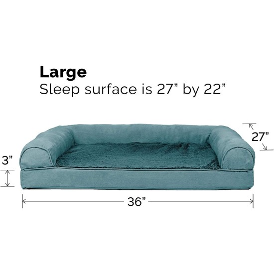 Furhaven Pet Faux Fleece & Chenille Soft Woven Cooling Gel Top Sofa Pet Bed, Jumbo, Cream Furhaven Pet Faux Fleece & Chenille Soft Woven Cooling Gel Top Sofa Pet Bed, Jumbo, Cream