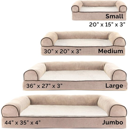 Furhaven Pet Faux Fleece & Chenille Soft Woven Cooling Gel Top Sofa Pet Bed, Jumbo, Cream Furhaven Pet Faux Fleece & Chenille Soft Woven Cooling Gel Top Sofa Pet Bed, Jumbo, Cream