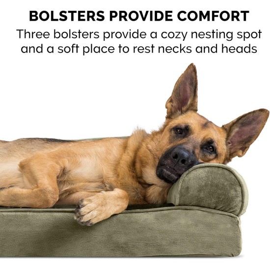 Furhaven Pet Faux Fleece & Chenille Soft Woven Cooling Gel Top Sofa Pet Bed, Jumbo, Cream Furhaven Pet Faux Fleece & Chenille Soft Woven Cooling Gel Top Sofa Pet Bed, Jumbo, Cream