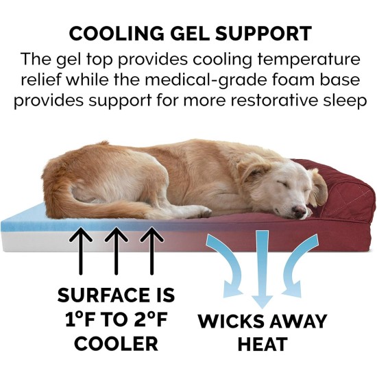 Furhaven Pet Faux Fleece & Chenille Soft Woven Cooling Gel Top Sofa Pet Bed, Jumbo, Cream Furhaven Pet Faux Fleece & Chenille Soft Woven Cooling Gel Top Sofa Pet Bed, Jumbo, Cream