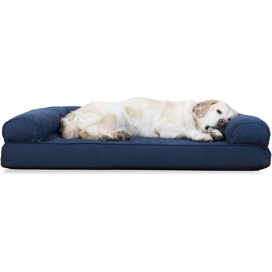 Furhaven Pet Faux Fleece & Chenille Soft Woven Cooling Gel Top Sofa Pet Bed, Jumbo, Cream Furhaven Pet Faux Fleece & Chenille Soft Woven Cooling Gel Top Sofa Pet Bed, Jumbo, Cream