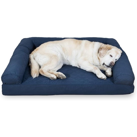 Furhaven Pet Faux Fleece & Chenille Soft Woven Cooling Gel Top Sofa Pet Bed, Jumbo, Cream Furhaven Pet Faux Fleece & Chenille Soft Woven Cooling Gel Top Sofa Pet Bed, Jumbo, Cream