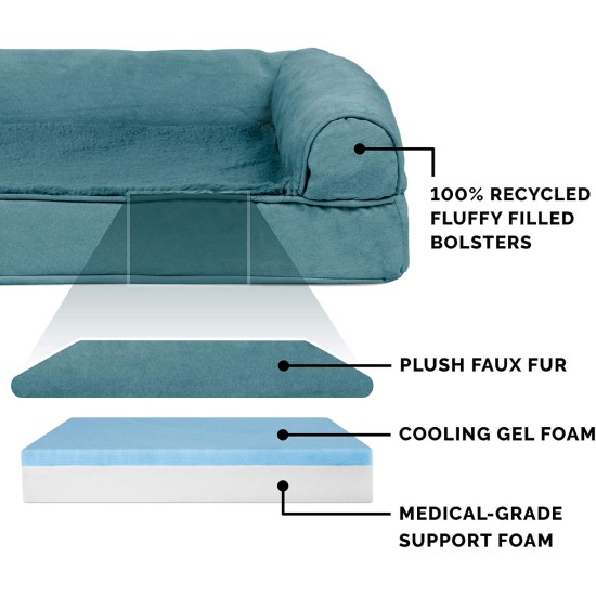 Furhaven Pet Faux Fleece & Chenille Soft Woven Cooling Gel Top Sofa Pet Bed, Jumbo, Cream Furhaven Pet Faux Fleece & Chenille Soft Woven Cooling Gel Top Sofa Pet Bed, Jumbo, Cream