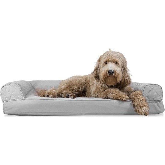 Furhaven Pet Faux Fleece & Chenille Soft Woven Cooling Gel Top Sofa Pet Bed, Jumbo, Cream Furhaven Pet Faux Fleece & Chenille Soft Woven Cooling Gel Top Sofa Pet Bed, Jumbo, Cream