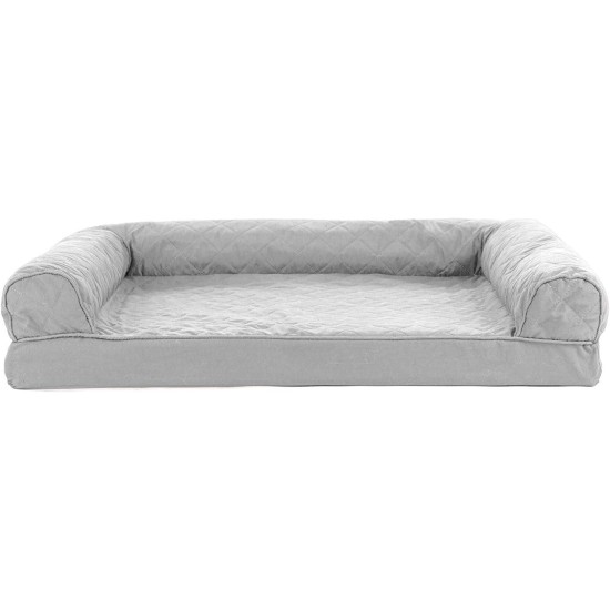 Furhaven Pet Faux Fleece & Chenille Soft Woven Cooling Gel Top Sofa Pet Bed, Jumbo, Cream Furhaven Pet Faux Fleece & Chenille Soft Woven Cooling Gel Top Sofa Pet Bed, Jumbo, Cream