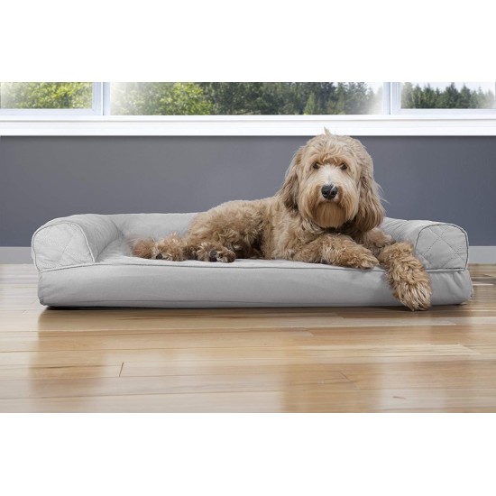 Furhaven Pet Faux Fleece & Chenille Soft Woven Cooling Gel Top Sofa Pet Bed, Jumbo, Cream Furhaven Pet Faux Fleece & Chenille Soft Woven Cooling Gel Top Sofa Pet Bed, Jumbo, Cream