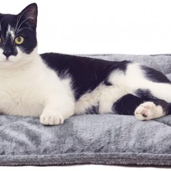 Furhaven Pet Heating Pad | ThermaNAP Faux Fur Self-Warming Cat Bed, Gray Furhaven Pet Heating Pad | ThermaNAP Faux Fur Self-Warming Cat Bed, Gray