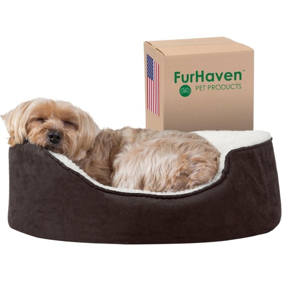 Furhaven Pet NAP Pet Bed Orthopedic Oval Egg-Crate Lounger Dog Bed or Cat Bed, Small, Espresso Furhaven Pet NAP Pet Bed Orthopedic Oval Egg-Crate Lounger Dog Bed or Cat Bed, Small, Espresso