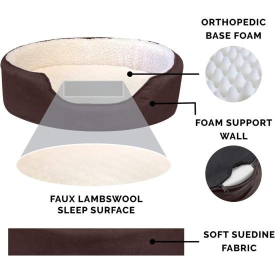Furhaven Pet NAP Pet Bed Orthopedic Oval Egg-Crate Lounger Dog Bed or Cat Bed, Small, Espresso Furhaven Pet NAP Pet Bed Orthopedic Oval Egg-Crate Lounger Dog Bed or Cat Bed, Small, Espresso
