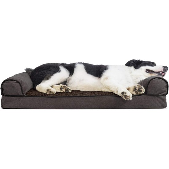 Furhaven Pet Quilted Cooling Gel Top Sofa Pet Bed, Jumbo, Navy Furhaven Pet Quilted Cooling Gel Top Sofa Pet Bed, Jumbo, Navy