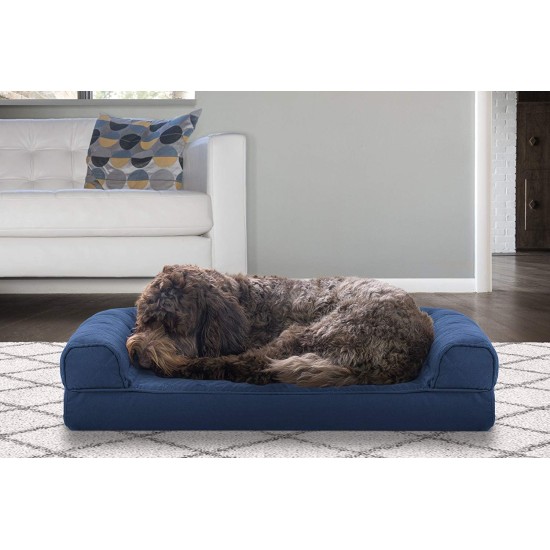 Furhaven Pet Quilted Cooling Gel Top Sofa Pet Bed, Jumbo, Navy Furhaven Pet Quilted Cooling Gel Top Sofa Pet Bed, Jumbo, Navy