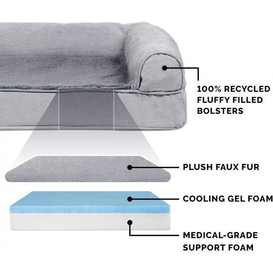 Furhaven Pet Quilted Cooling Gel Top Sofa Pet Bed, Large, Silver Gray Furhaven Pet Quilted Cooling Gel Top Sofa Pet Bed, Large, Silver Gray