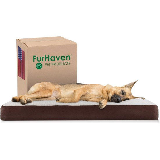 Furhaven Pet Ultra Plush Deluxe Egg-Crate Orthopedic Mat Dog Bed with Water-Resistant Base, Medium, Chocolate Furhaven Pet Ultra Plush Deluxe Egg-Crate Orthopedic Mat Dog Bed with Water-Resistant Base, Medium, Chocolate