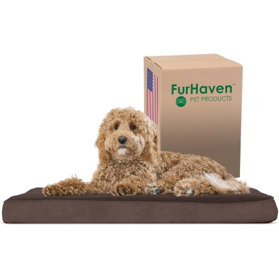 Furhaven Pet Ultra Plush Deluxe Egg-Crate Orthopedic Mat Dog Bed with Water-Resistant Base, Medium, Chocolate Furhaven Pet Ultra Plush Deluxe Egg-Crate Orthopedic Mat Dog Bed with Water-Resistant Base, Medium, Chocolate