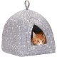 Furhaven Small Cat Bed Polycanvas Print Décor Foldable Pet Tent, Washable, Grey Terazzo, Small
