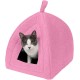 Furhaven Small Cat Bed Polycanvas Print Décor Foldable Pet Tent, Washable, Grey Terazzo, Small