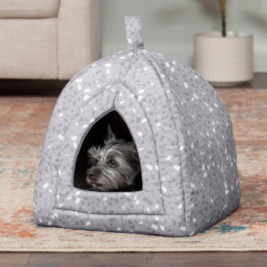 Furhaven Small Cat Bed Polycanvas Print Décor Foldable Pet Tent, Washable, Grey Terazzo, Small Furhaven Small Cat Bed Polycanvas Print Décor Foldable Pet Tent, Washable, Grey Terazzo, Small