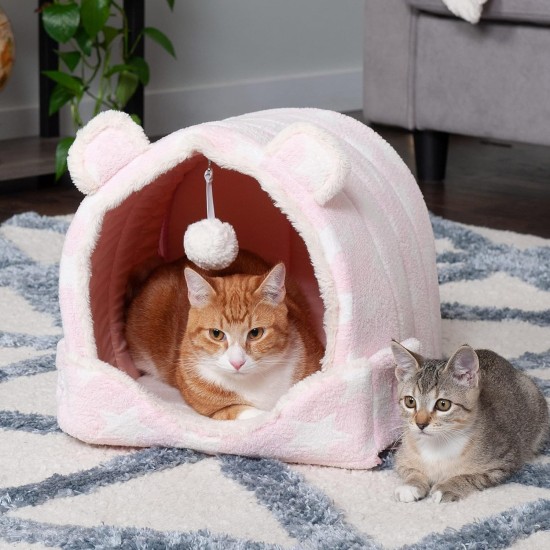 Furhaven Small Cat Bed Polycanvas Print Décor Foldable Pet Tent, Washable, Grey Terazzo, Small Furhaven Small Cat Bed Polycanvas Print Décor Foldable Pet Tent, Washable, Grey Terazzo, Small