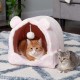 Furhaven Small Cat Bed Polycanvas Print Décor Foldable Pet Tent, Washable, Grey Terazzo, Small
