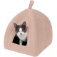 Furhaven Small Cat Bed Polycanvas Print Décor Foldable Pet Tent, Washable, Grey Terazzo, Small