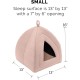 Furhaven Small Cat Bed Polycanvas Print Décor Foldable Pet Tent, Washable, Grey Terazzo, Small