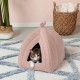 Furhaven Small Cat Bed Polycanvas Print Décor Foldable Pet Tent, Washable, Grey Terazzo, Small