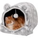 Furhaven Small Cat Bed Polycanvas Print Décor Foldable Pet Tent, Washable, Grey Terazzo, Small