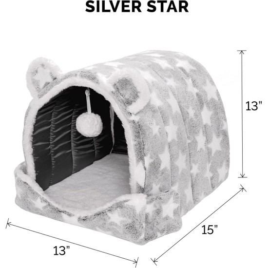 Furhaven Small Cat Bed Polycanvas Print Décor Foldable Pet Tent, Washable, Grey Terazzo, Small Furhaven Small Cat Bed Polycanvas Print Décor Foldable Pet Tent, Washable, Grey Terazzo, Small