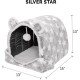 Furhaven Small Cat Bed Polycanvas Print Décor Foldable Pet Tent, Washable, Grey Terazzo, Small