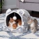 Furhaven Small Cat Bed Polycanvas Print Décor Foldable Pet Tent, Washable, Grey Terazzo, Small