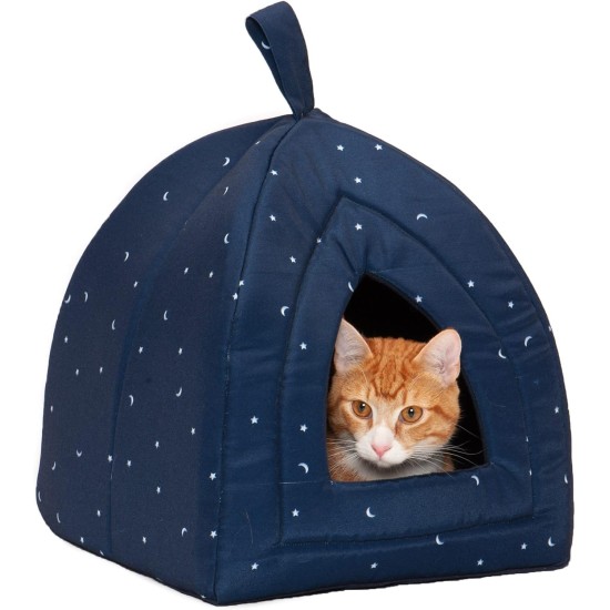 Furhaven Small Cat Bed Polycanvas Print Décor Foldable Pet Tent, Washable, Grey Terazzo, Small Furhaven Small Cat Bed Polycanvas Print Décor Foldable Pet Tent, Washable, Grey Terazzo, Small