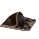 Furhaven Small Cat Bed Polycanvas Print Décor Foldable Pet Tent, Washable, Grey Terazzo, Small