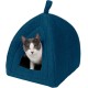 Furhaven Small Cat Bed Polycanvas Print Décor Foldable Pet Tent, Washable, Grey Terazzo, Small
