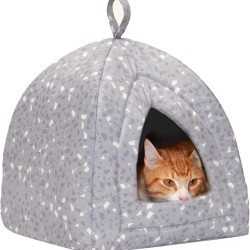 Furhaven Small Cat Bed Polycanvas Print Décor Foldable Pet Tent, Washable, Grey Terazzo, Small Furhaven Small Cat Bed Polycanvas Print Décor Foldable Pet Tent, Washable, Grey Terazzo, Small