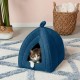 Furhaven Small Cat Bed Polycanvas Print Décor Foldable Pet Tent, Washable, Grey Terazzo, Small