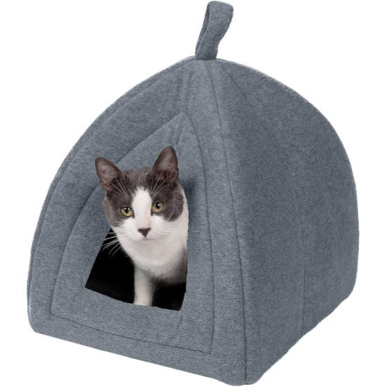 Furhaven Small Cat Bed Polycanvas Print Décor Foldable Pet Tent, Washable, Grey Terazzo, Small Furhaven Small Cat Bed Polycanvas Print Décor Foldable Pet Tent, Washable, Grey Terazzo, Small